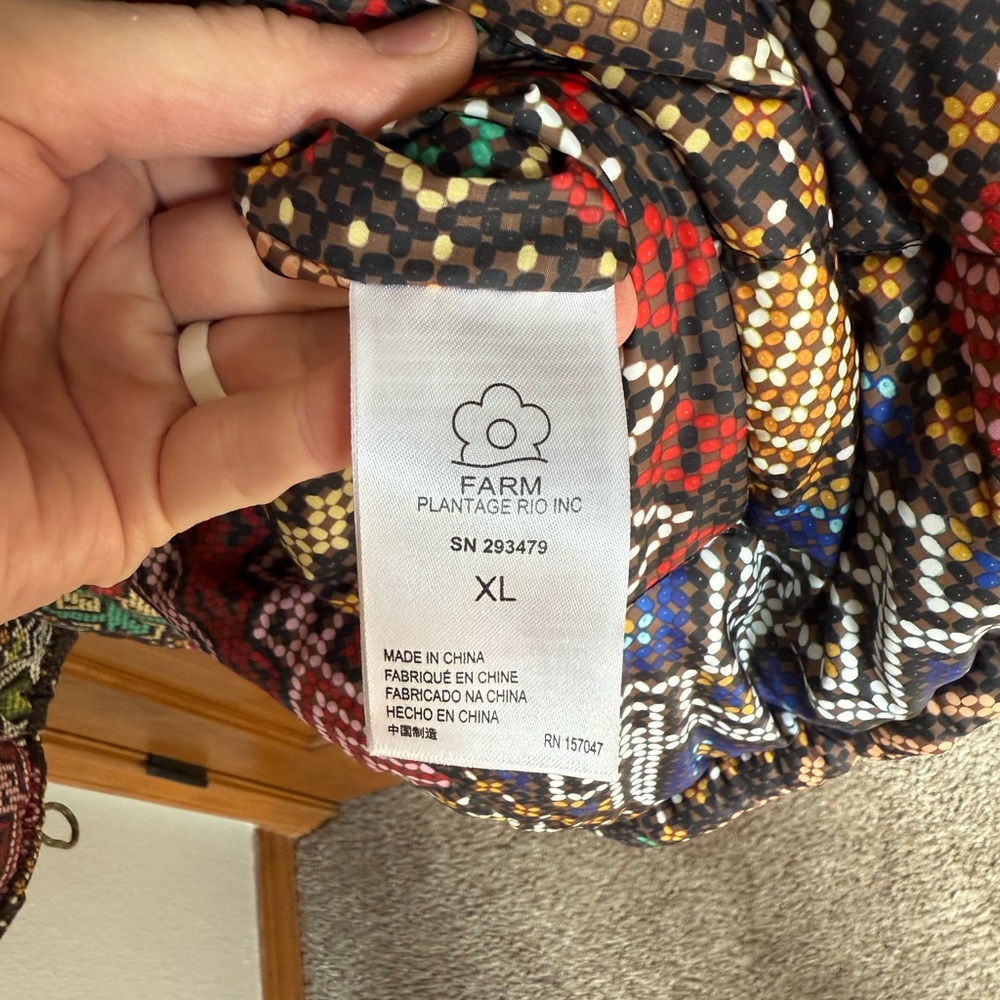 NWT FARM RIO TROPICAL RAUTI METALLIC REVERSIBLE BEADED ZIP, PUFFER JACKET SZ XL - Picture 7 of 8